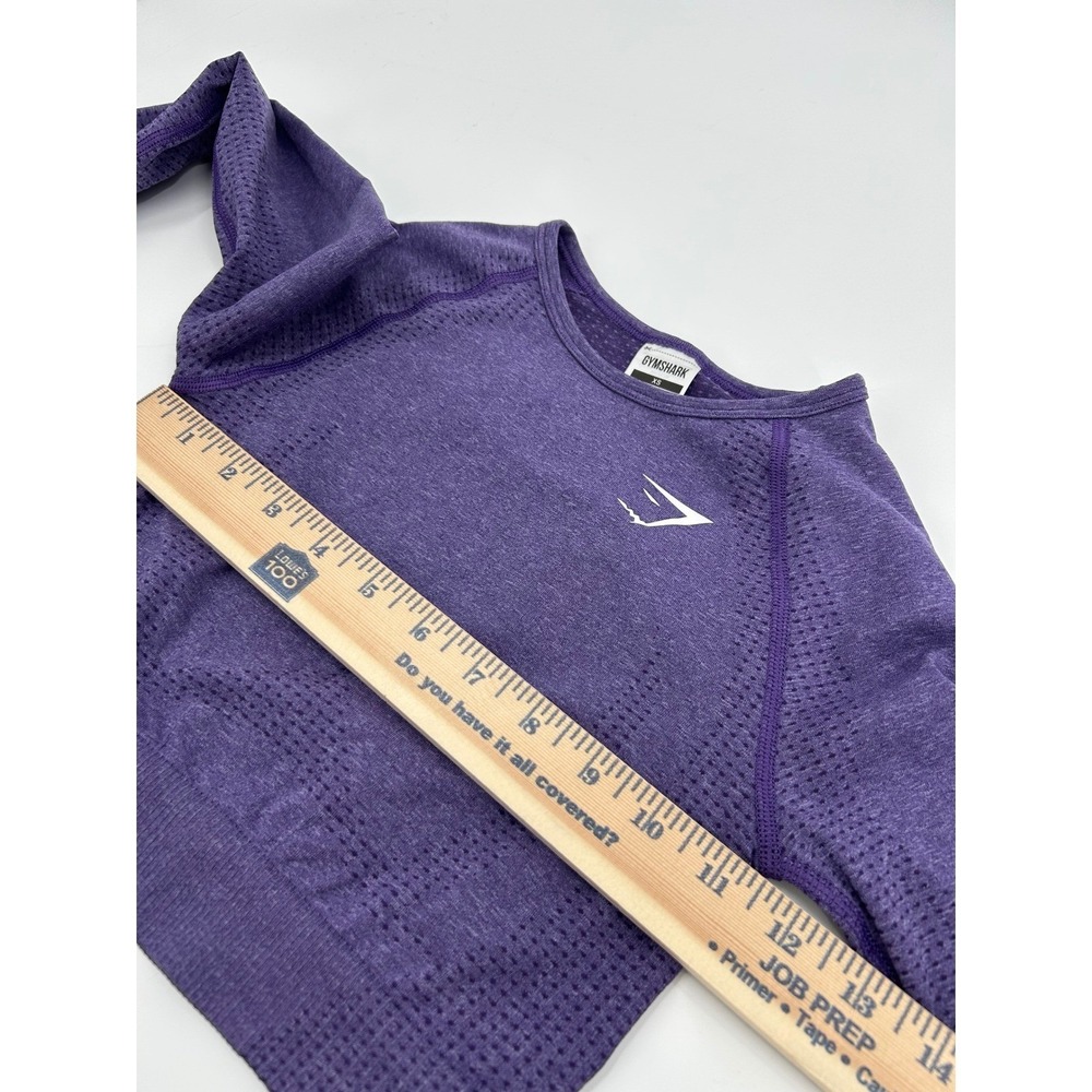 Gymshark Vital Seamless 2.0 Purple Long Sleeve Crop Top and Shorts Set Womens XS - Picture 9 of 12